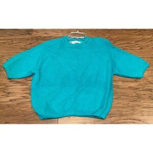 Vintage Chaus Teal Knit Sweater Women's Size Small Crewneck Pullover Lightweight
